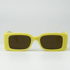 NEW Gucci GG1325S 007 Acid Yellow Brown Rectangle Unisex Sunglasses GG 1325S